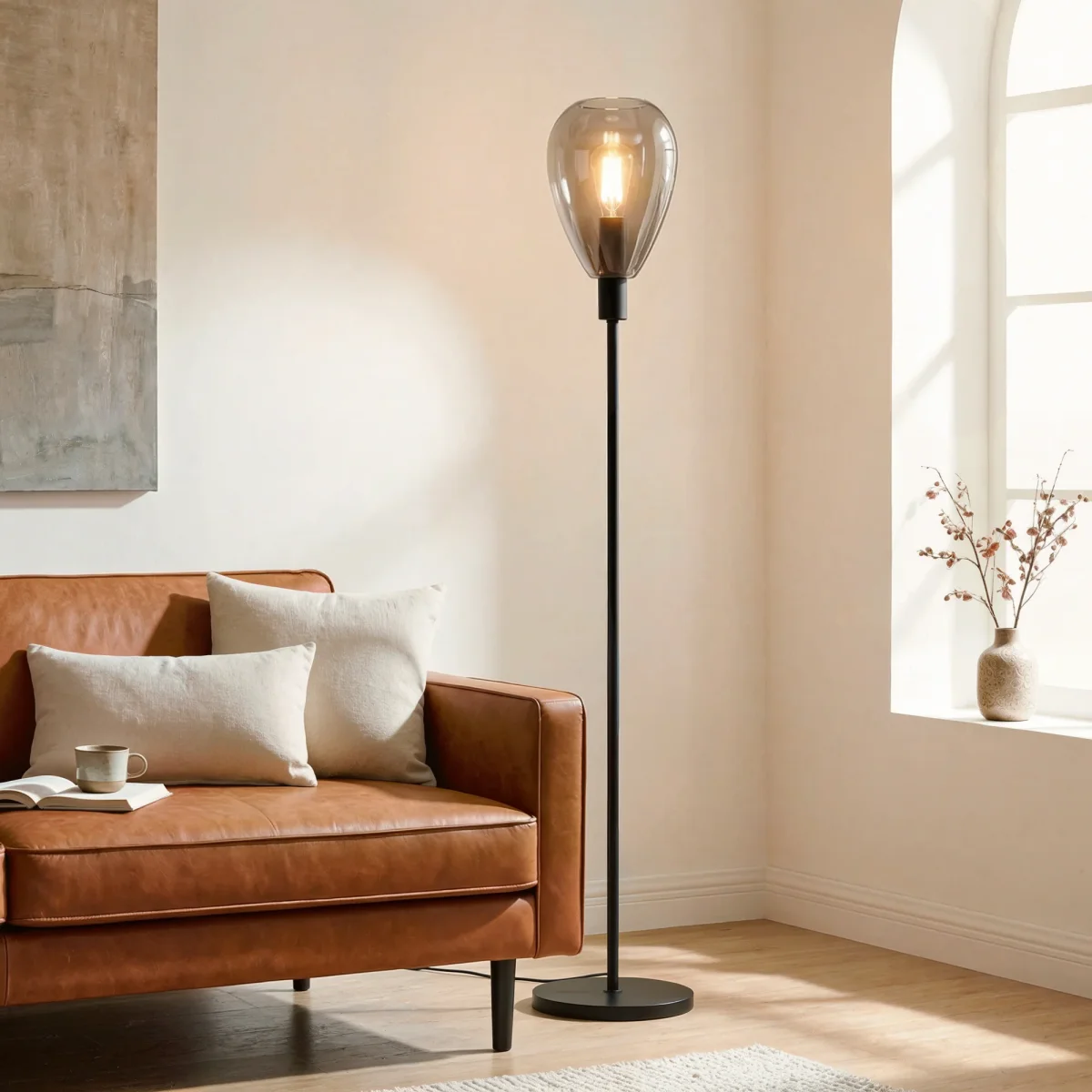 Vloerlamp Fenna - 1-lichts - Smoke - Glas - 170 cm - Afbeelding 4