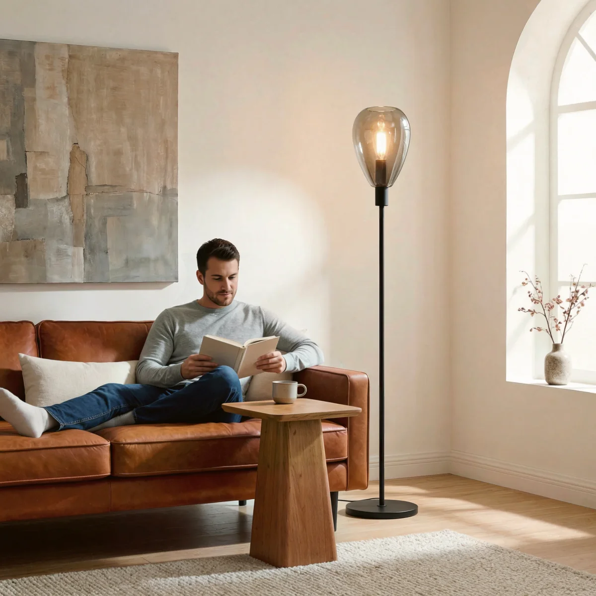 Vloerlamp Fenna - 1-lichts - Smoke - Glas - 170 cm - Afbeelding 5