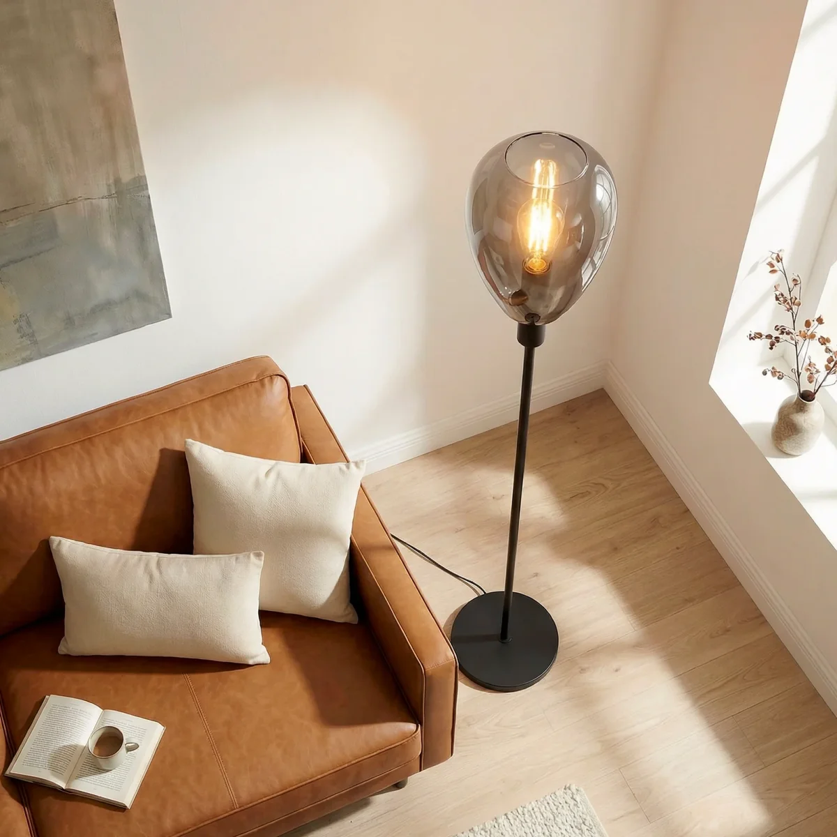 Vloerlamp Fenna - 1-lichts - Smoke - Glas - 170 cm - Afbeelding 7