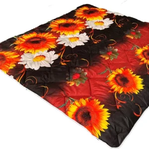 Dekbed Bedrukt - 240x200 cm - All Season - Bloemenmotief in Rood en Zwart
