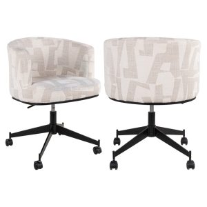 Eetkamerstoel Rochenne beige graffic swivel on wheels Richmond Interiors