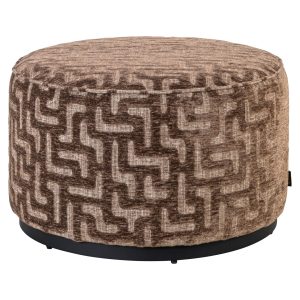 Poef & Voetenbank Lexie brown labyrinth 70Ø Richmond Interiors