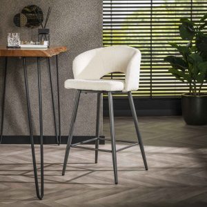 Barstoel Sydney - Wit - Bouclé - Teddystof
