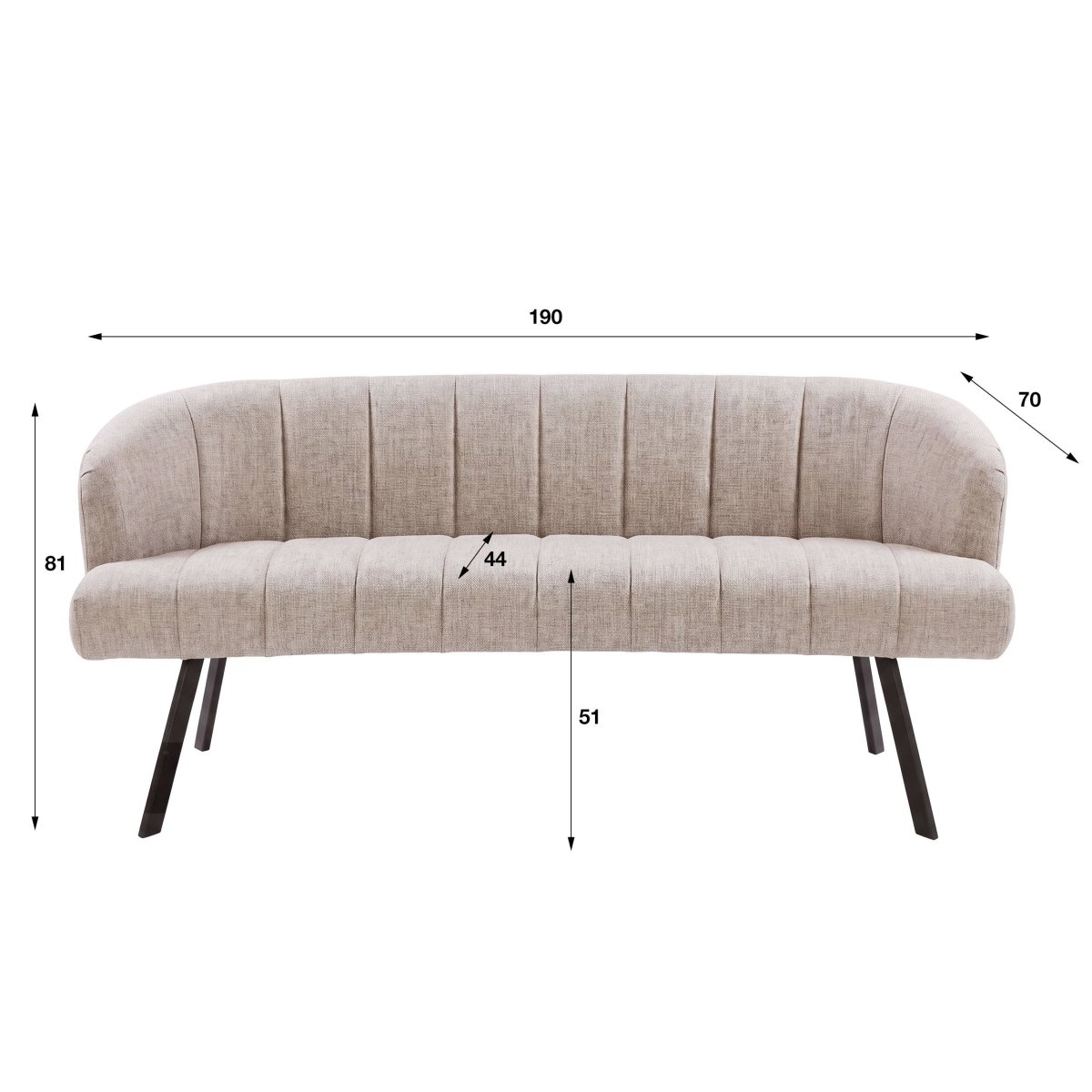 Eetkamerbank Isolde - Beige - Renegade Stof - 190 cm - Afbeelding 5