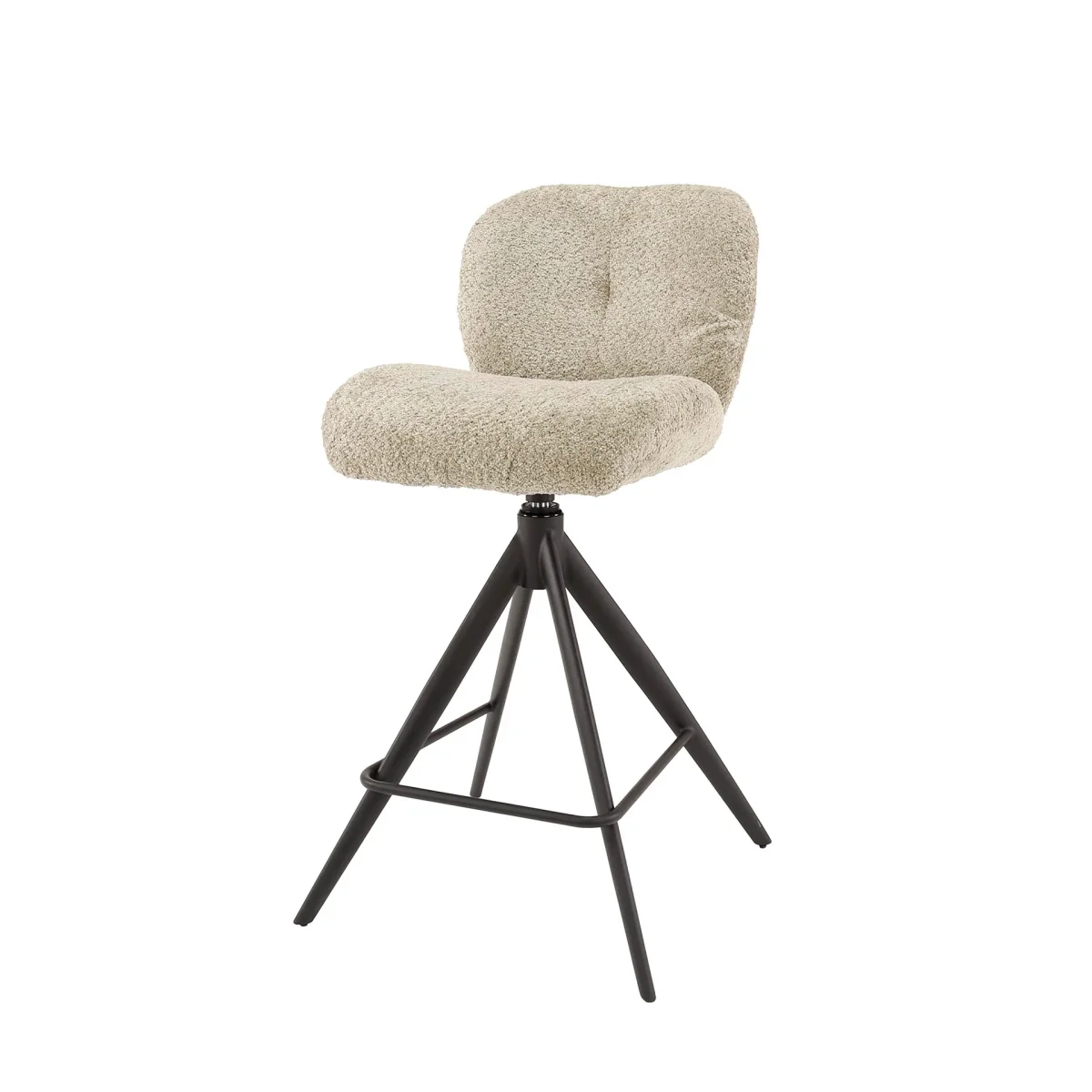 Barstoel Noble - Beige - Bouclé - Teddystof - Draaibaar - Afbeelding 3