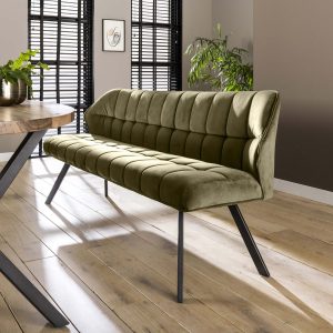 Eetkamerbank Vantage - Groen - Velvet - 180 cm