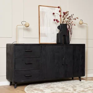 Dressoir  mangohout 180cm zwart FSOM
