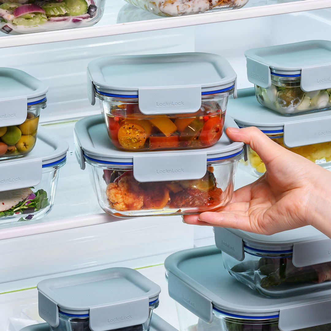 Glazen vershoudbakje met mint deksel 500 ml vierkant - Afbeelding 9
