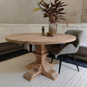 Ronde tafel met eiken kolompoot