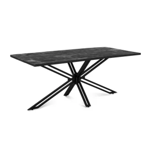 Eettafel recht zwart mangohout 120-220cm BEYA