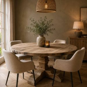 Ronde oud eiken tafels