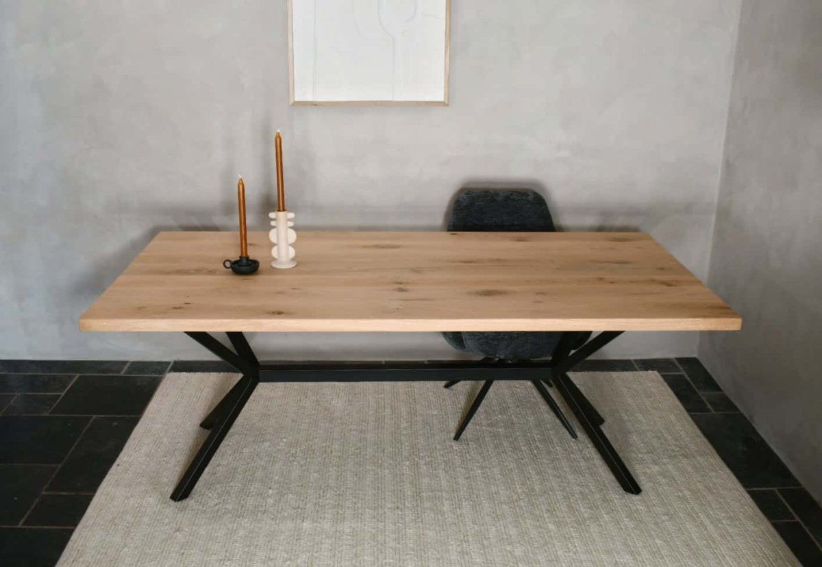 Rechthoekige eiken tafel met Rex onderstel - Afbeelding 7