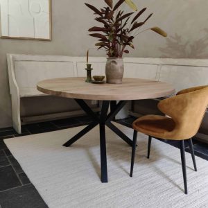 Ronde eiken tafel met 3-poot