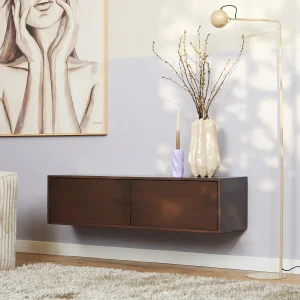 Zwevend TV meubel Mangohout 120 cm walnut FSVI