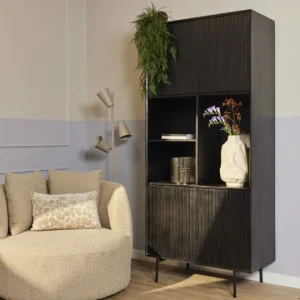 Vakkenkast mangohout 90cm FSMA zwart