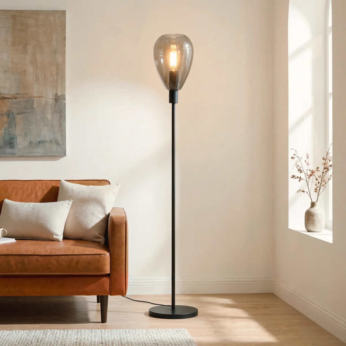 Vloerlamp Fenna - 1-lichts - Smoke - Glas - 170 cm - Afbeelding 2