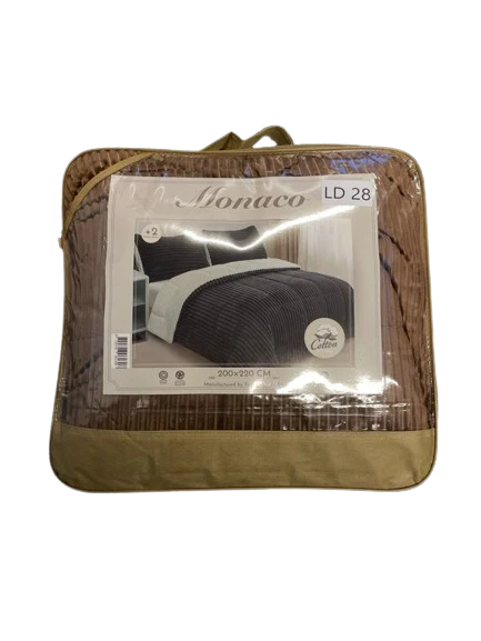 Monaco Luxe deken - Rib en fleece - 200x220cm - Bruin - Afbeelding 2