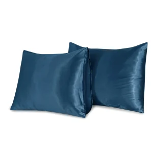 Beauty Silk - Kussenslopen - 60x70 - 2 stuks - Glans Satijn - blue