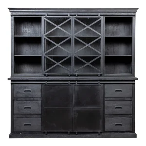 Buffetkast mangohout 160cm zwart dubbele deuren x