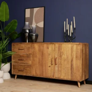 Dressoir  mangohout 2 deuren 3 lades 180cm FSOM