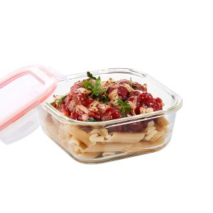 Glazen ovenschaal met deksel 750 ml vierkant
