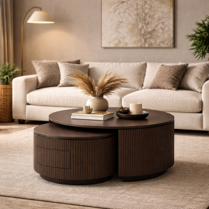 2 inschuifbare Paso Doble salontafels 1 met lade (45 cm hoog)