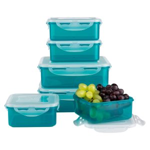 Set vershouddozen 6-delig vierkant in Capri Blue