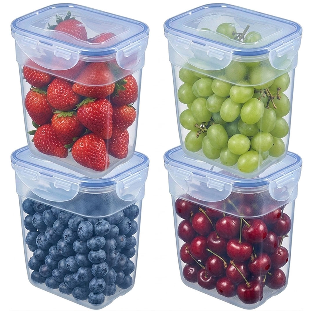 Voordeelverpakking stapelbare vershoudbakjes 1300 ml | 4 stuks - Afbeelding 3