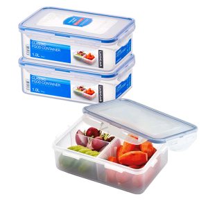 Voordeelverpakking vershoudbakjes 1000 ml met vakjes | 3 stuks