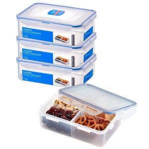 Voordeelverpakking vershoudbakjes 1600 ml met vakjes | 4 stuks